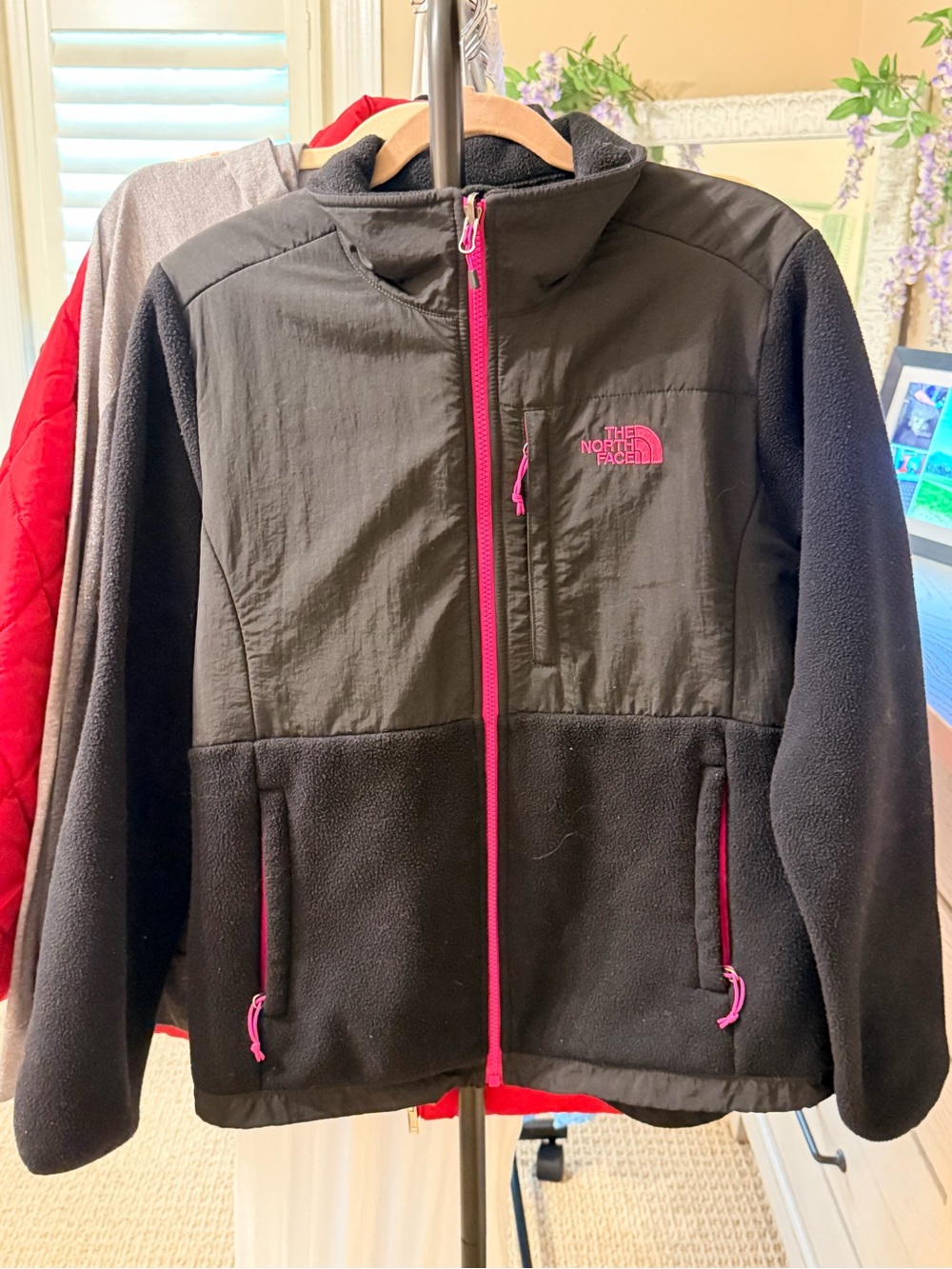 The North Face Black Fleece Jacket with Pink Trim